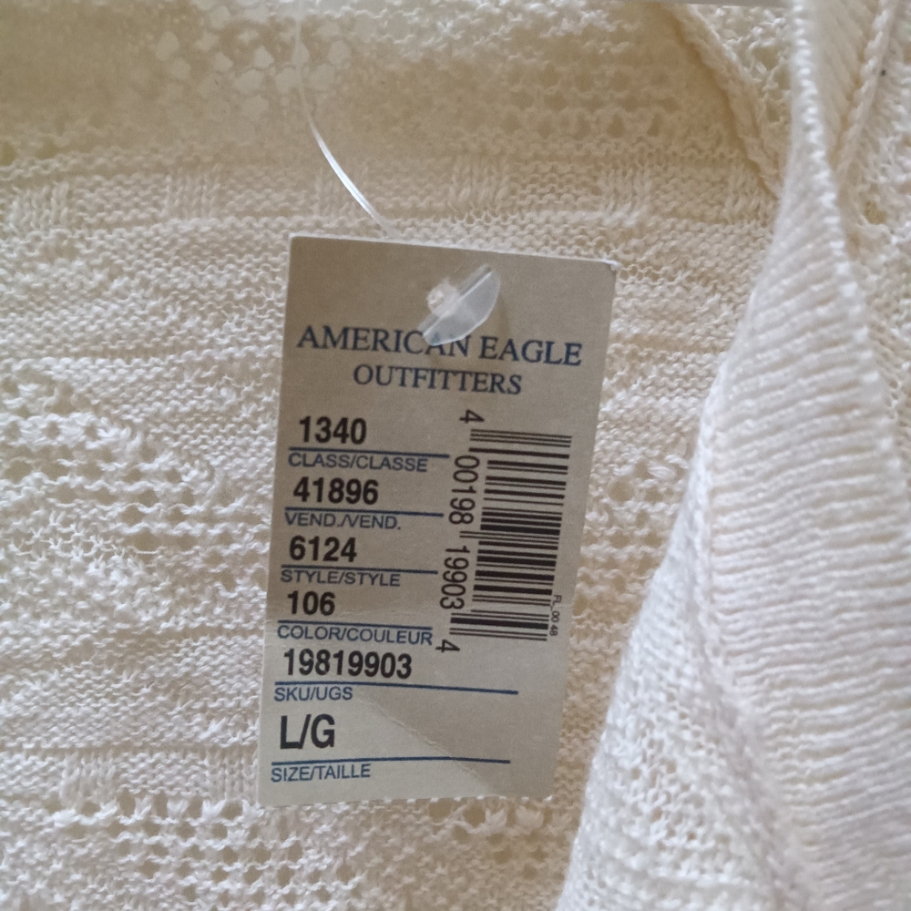 American Eagle Outfitters Cream Cardigan Sweater, Large, New, AE - Picture 4 of 6